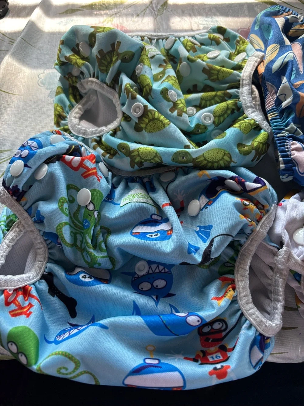 Assorted Kids Swim Diaper Covers - Blue, Light Blue, White, Green - Multipack